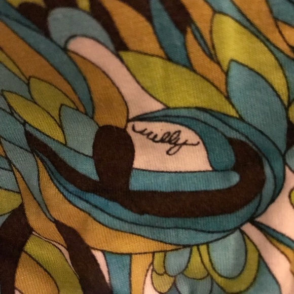 Milly Retro signature print V-neck , side zip bell sleeve mini dress cover up - Picture 4 of 15